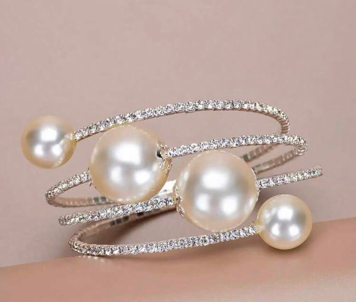 Pearl and Diamond Round Cuff Bracelet
