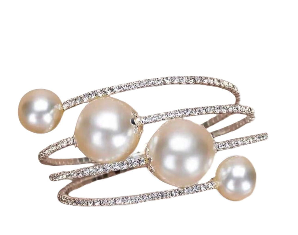 Pearl and Diamond Round Cuff Bracelet