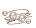 Pearl and Diamond Round Cuff Bracelet