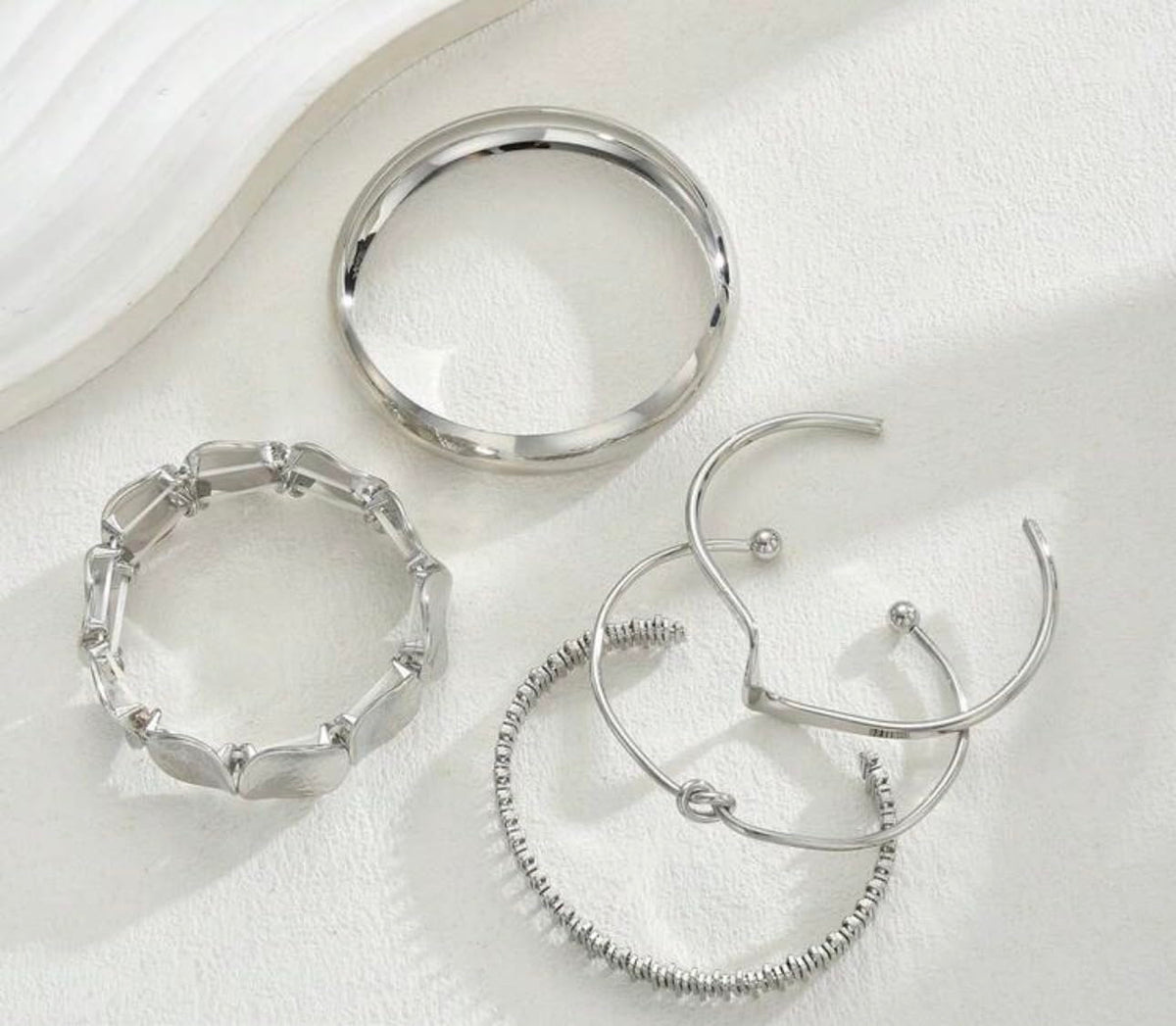Silver Plated Artificial Bracelet Set of 5