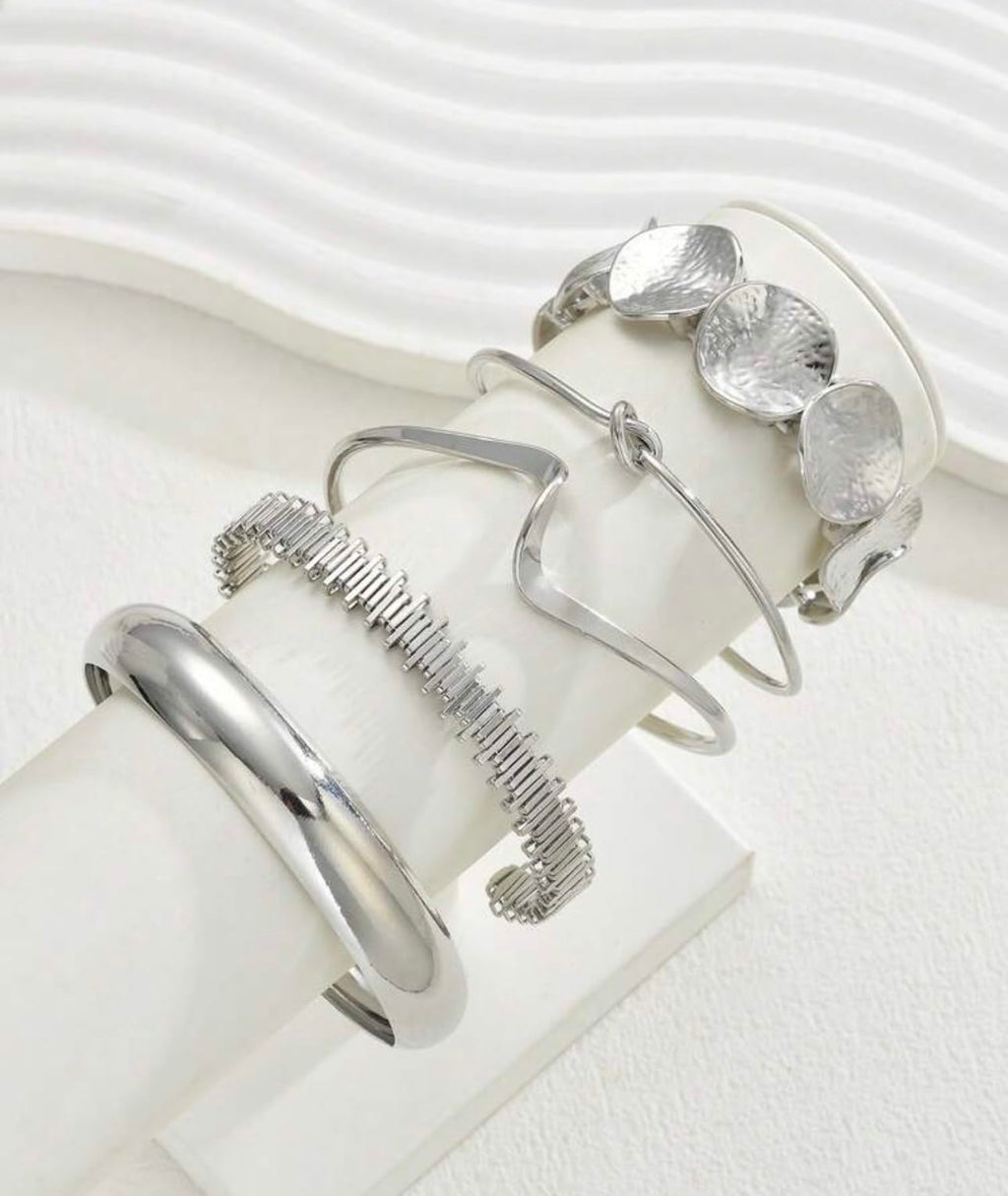 Silver Plated Artificial Bracelet Set of 5