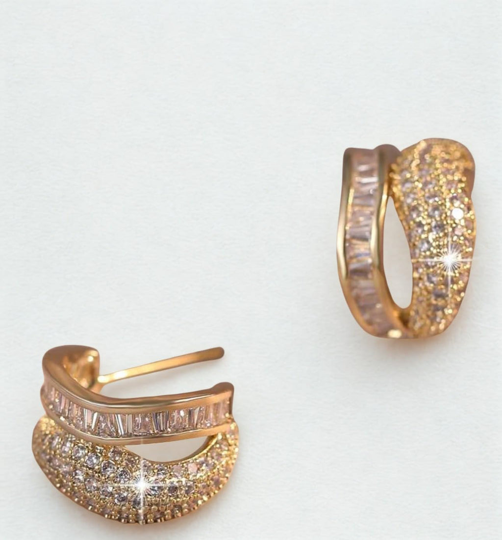 Glamorous Double Layer Geometry Stud Earrings for Women