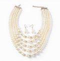 Women's Multi-Strand Pearl Necklace and Earrings Set